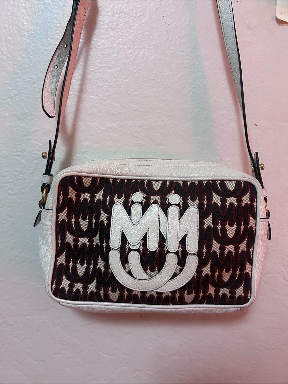 Miu Miu Logo Jacquard Monogram Camera Shoulder Bag Y2K